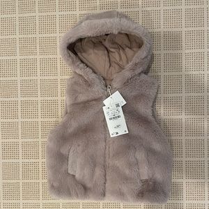 Zara Kids Reversible Faux Fur Vest with Hood